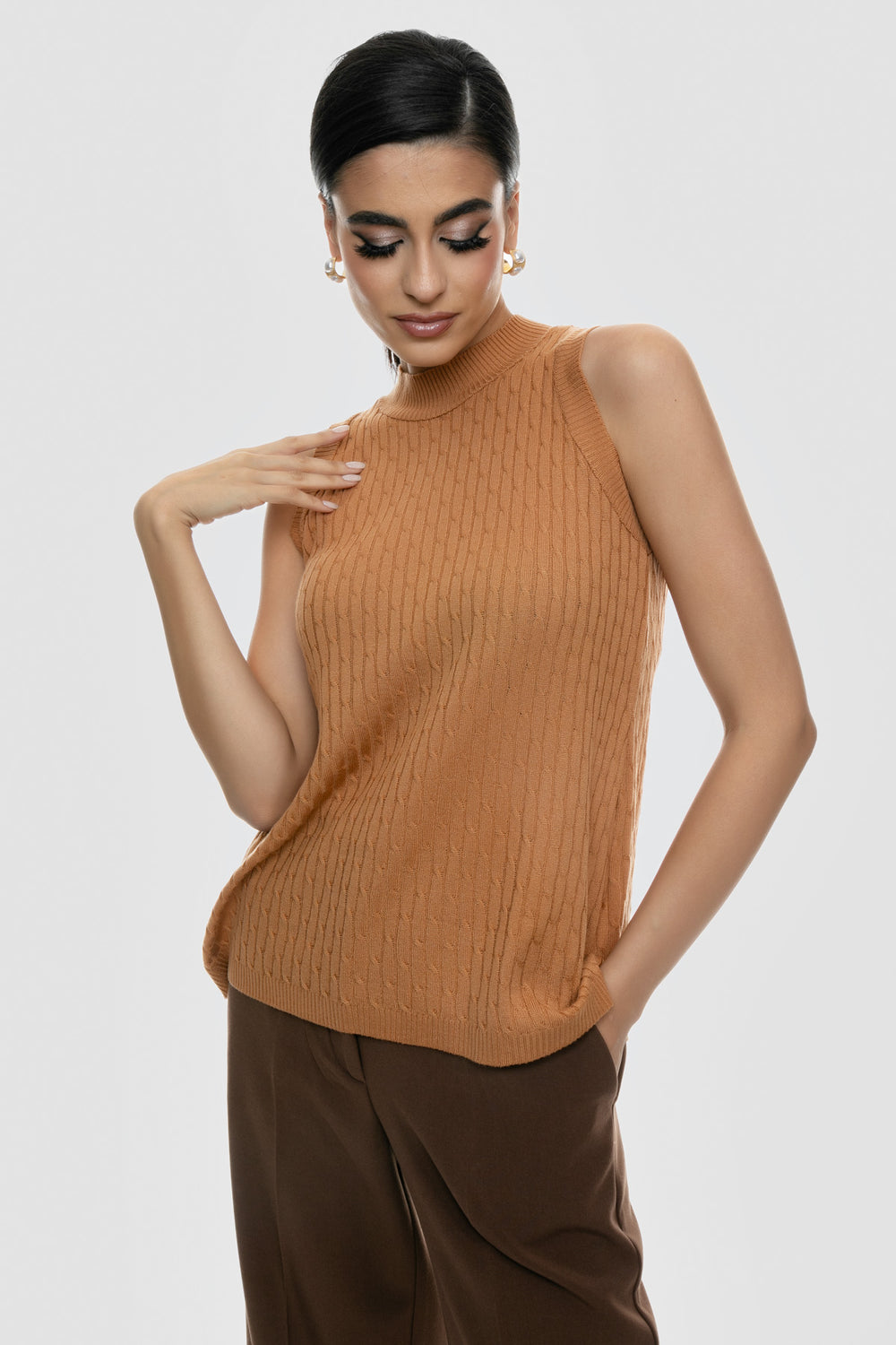 Μπλούζα αμάνικη πλεκτή Figaro Fashion
