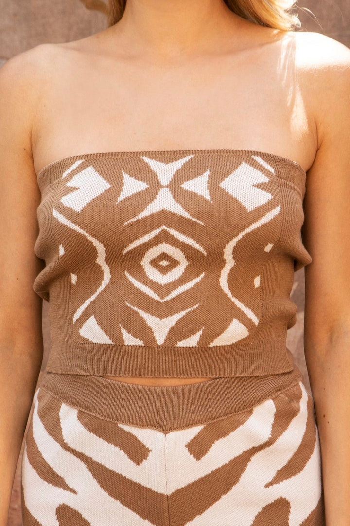 Βαμβακερό στράπλες ζακάρ τοπ Aggel Knitwear