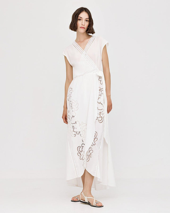 Φόρεμα κρουαζέ με διάτρητες λεπτομέρειες Access Fashion