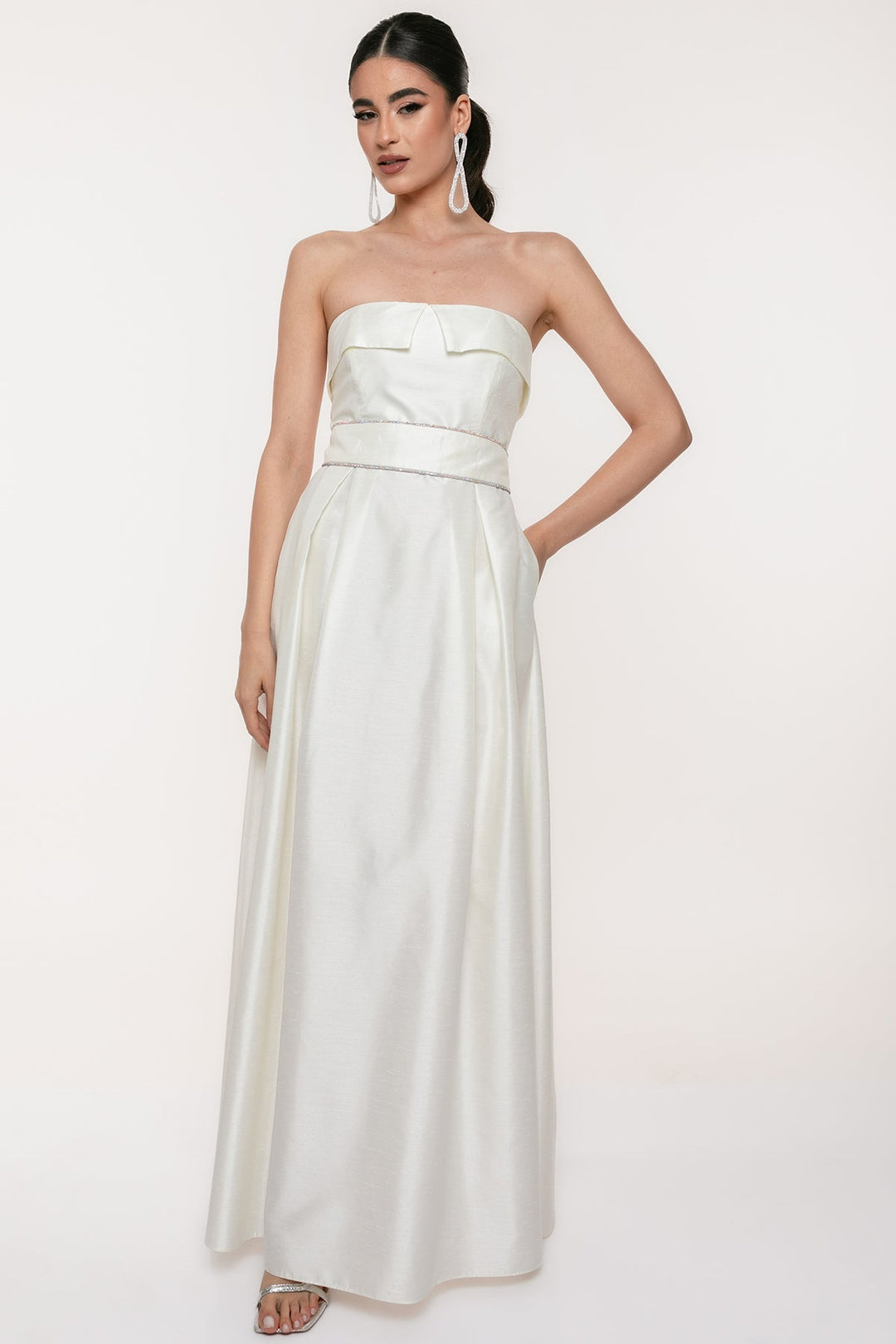 Φόρεμα μάξι λευκό σουα σοβαζ Coelia - A Collection Boutique
