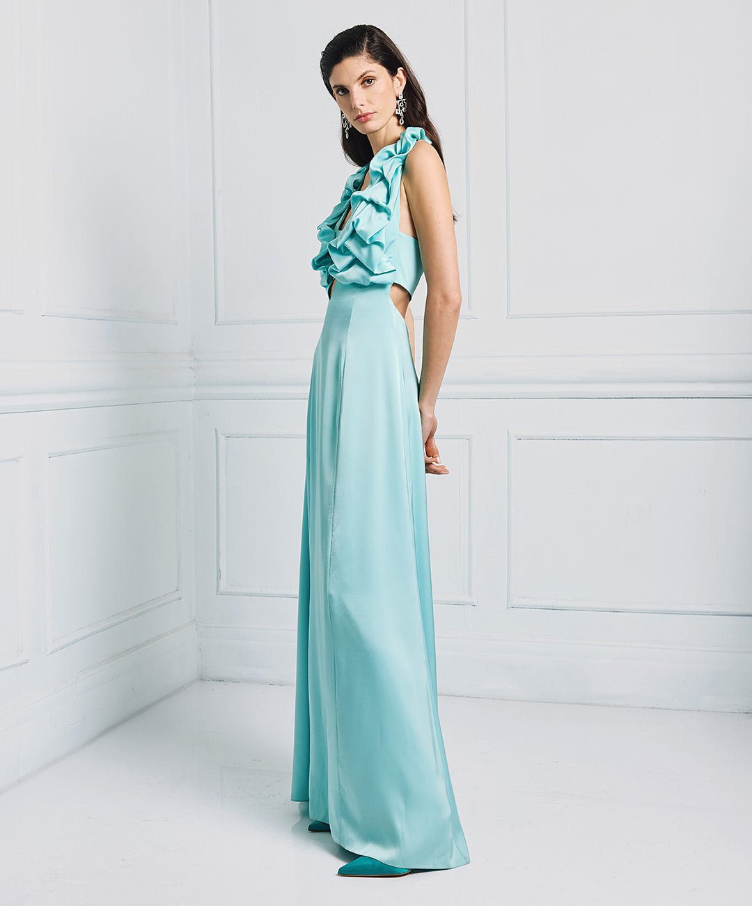 Φόρεμα μάξι με βολάν και ανοίγματα Access Fashion