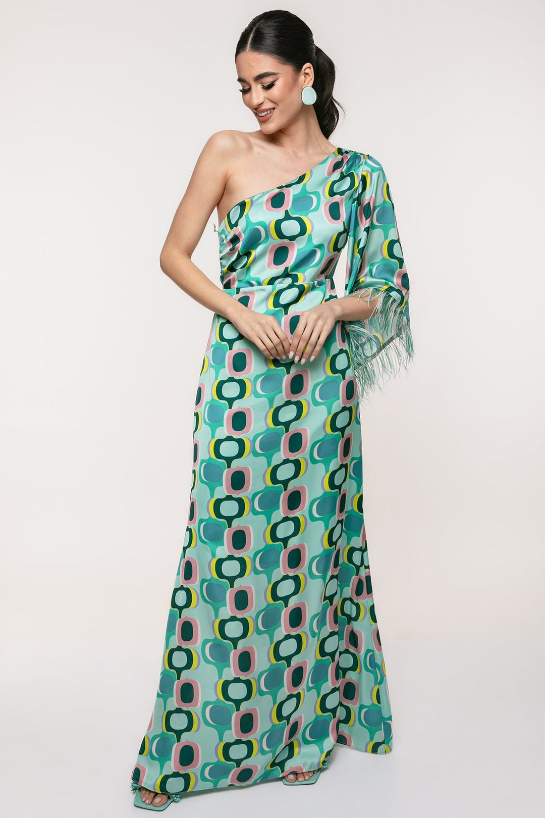 Φόρεμα μάξι με έναν ώμο και φτερά Coelia - A Collection Boutique