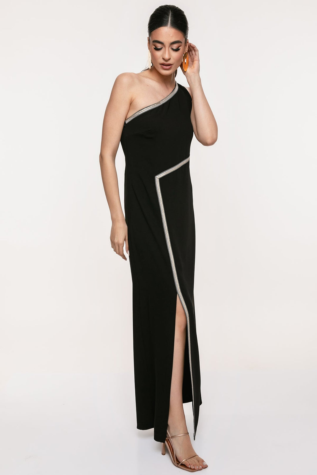 Φόρεμα μάξι με έναν ώμο και σκίσιμο Coelia - A Collection Boutique