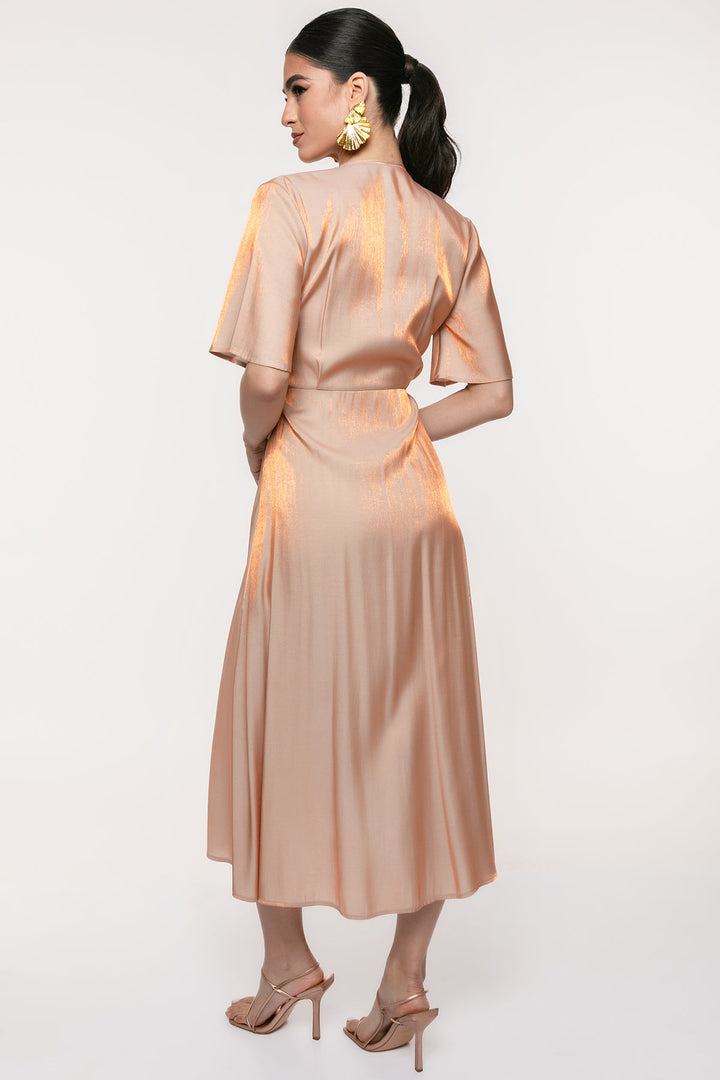 Φόρεμα μεταλιζε μίντι κρουαζέ Access Fashion - A Collection Boutique
