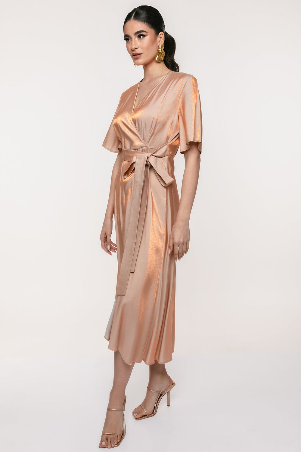 Φόρεμα μεταλιζε μίντι κρουαζέ Access Fashion - A Collection Boutique