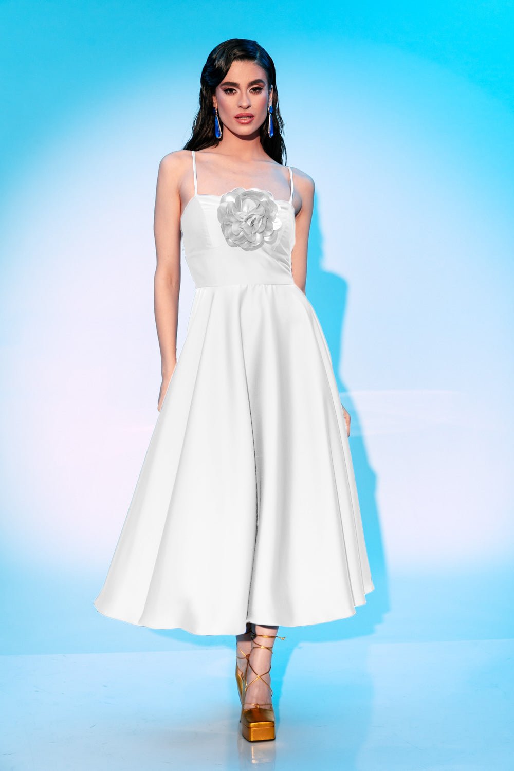 Φόρεμα μίντι κλος με λουλούδι Coelia