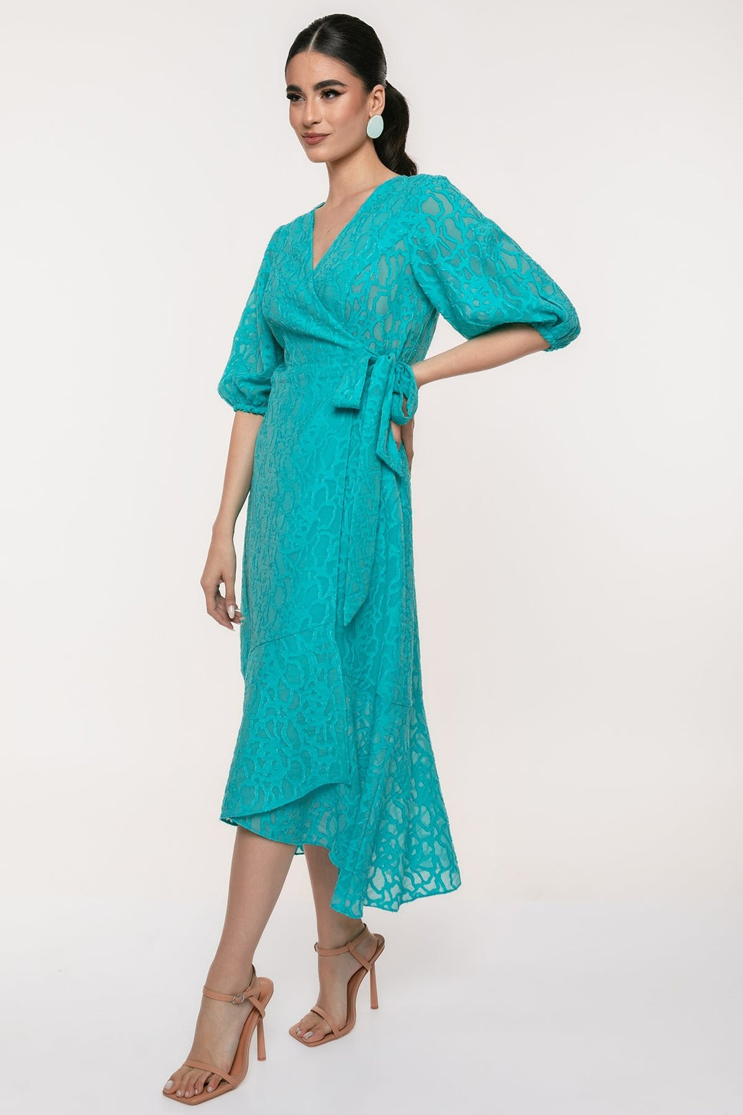 Φόρεμα μίντι κρουαζέ με αναγλυφο ύφασμα Coelia - A Collection Boutique