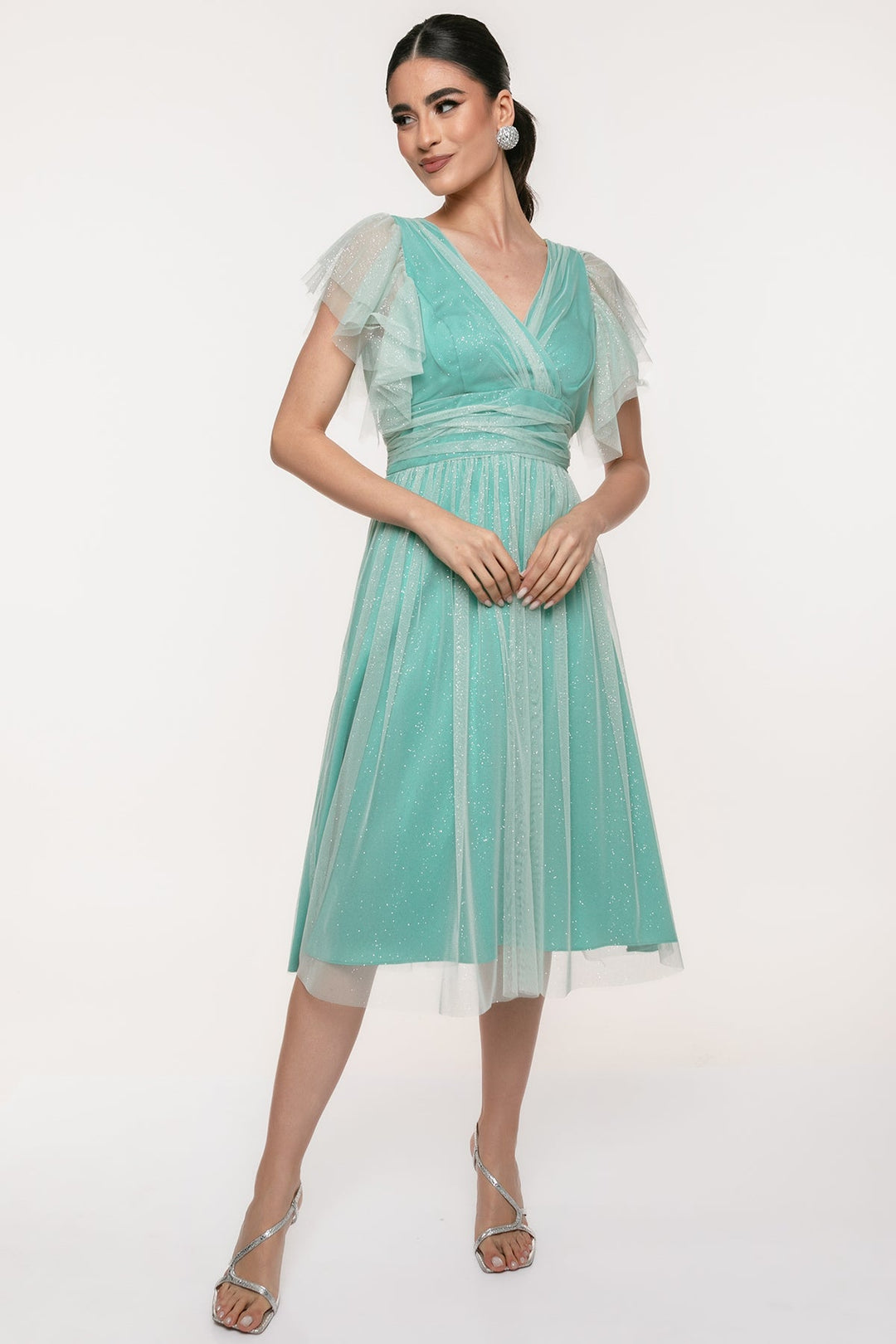 Φόρεμα μίντι με γκλίτερ και τούλι Coelia - A Collection Boutique