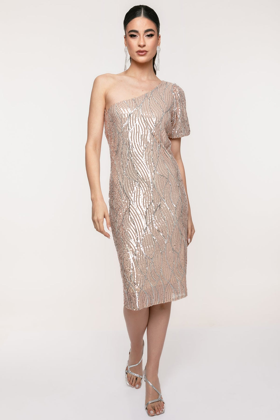 Φόρεμα μίντι μονόπλευρο παγιέτα Coelia - A Collection Boutique