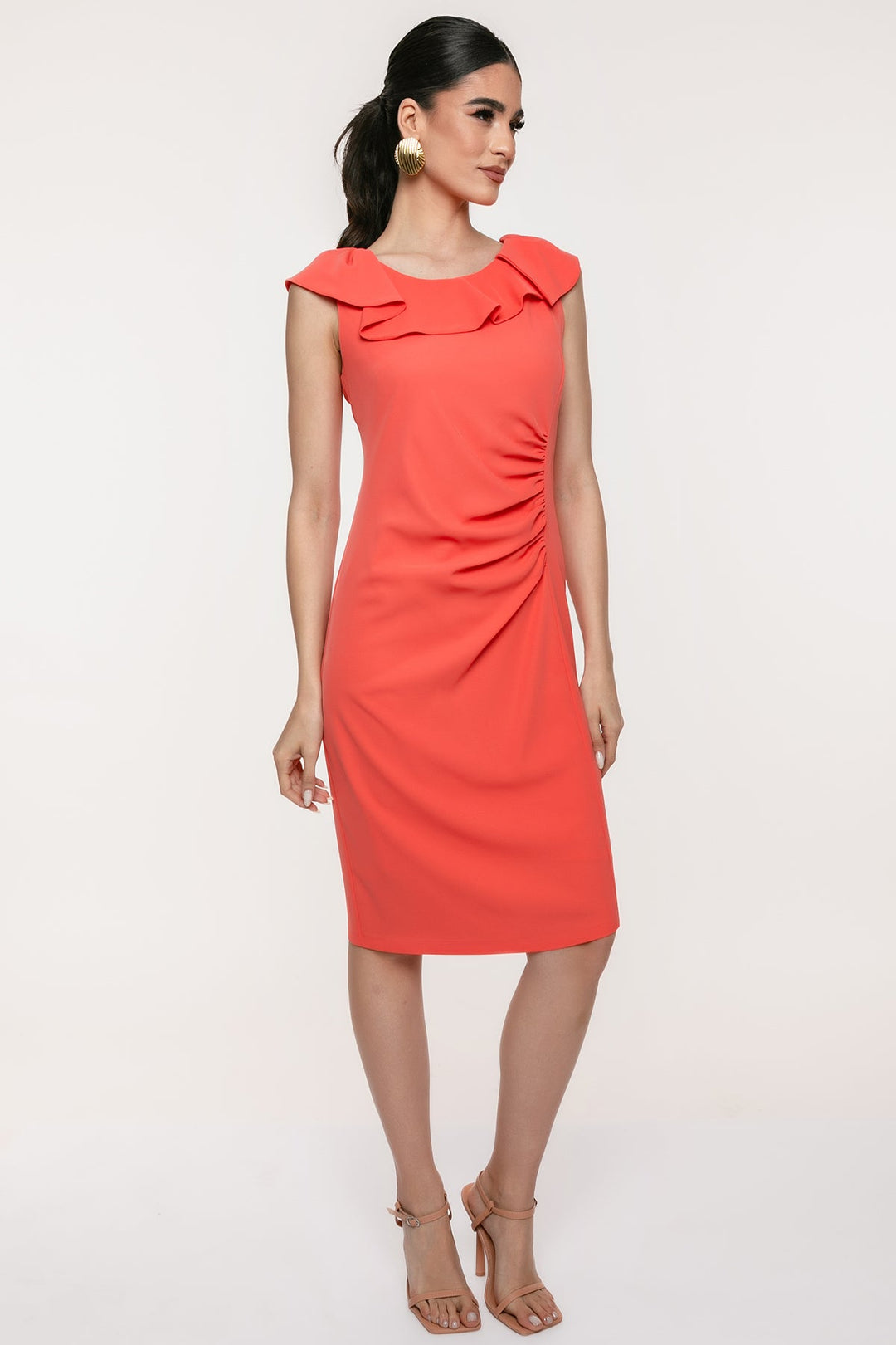 Φόρεμα pencil με σούρες και βολάν Coelia - A Collection Boutique