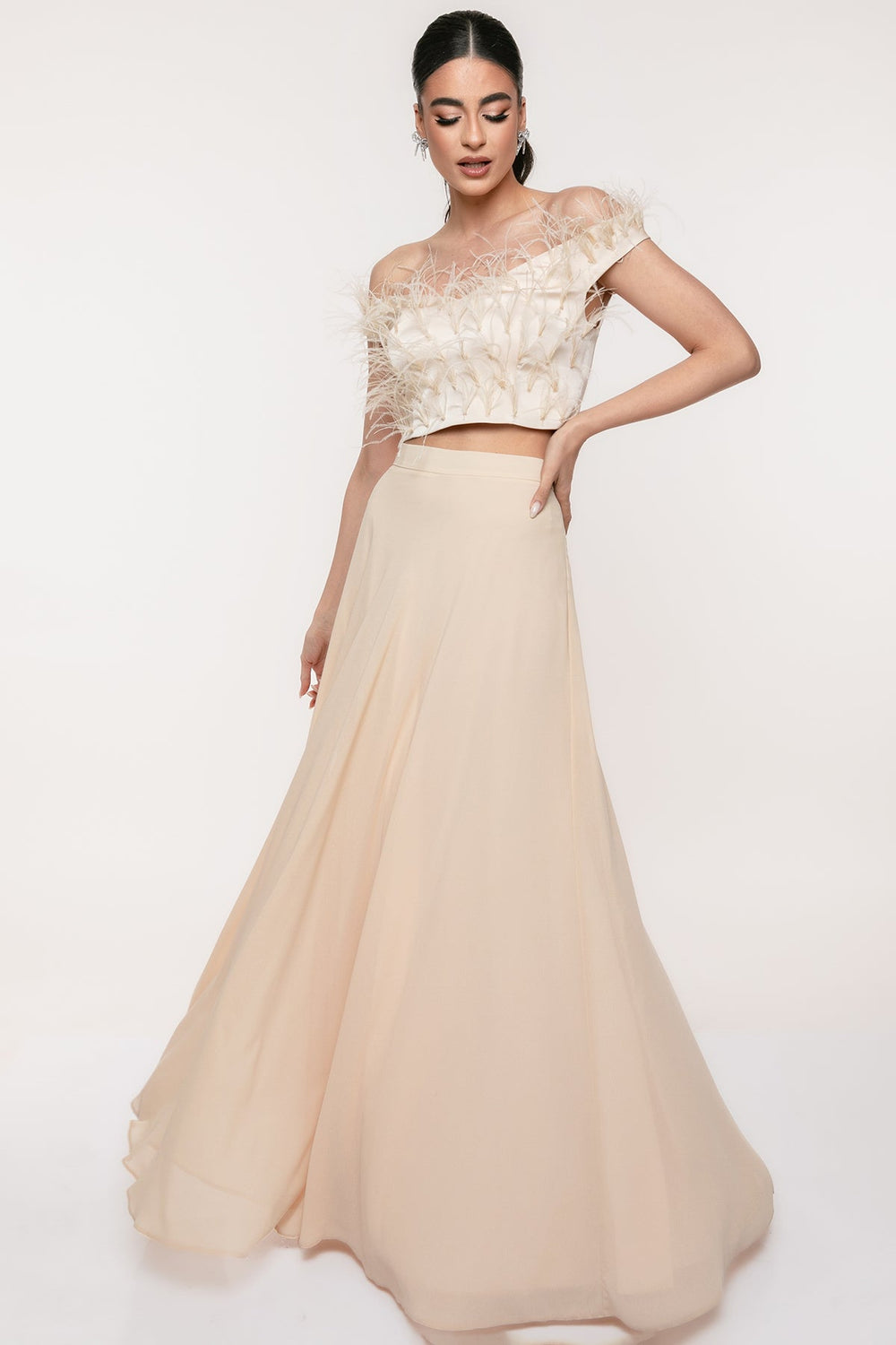 Φούστα μάξι μουσελίνα Coelia