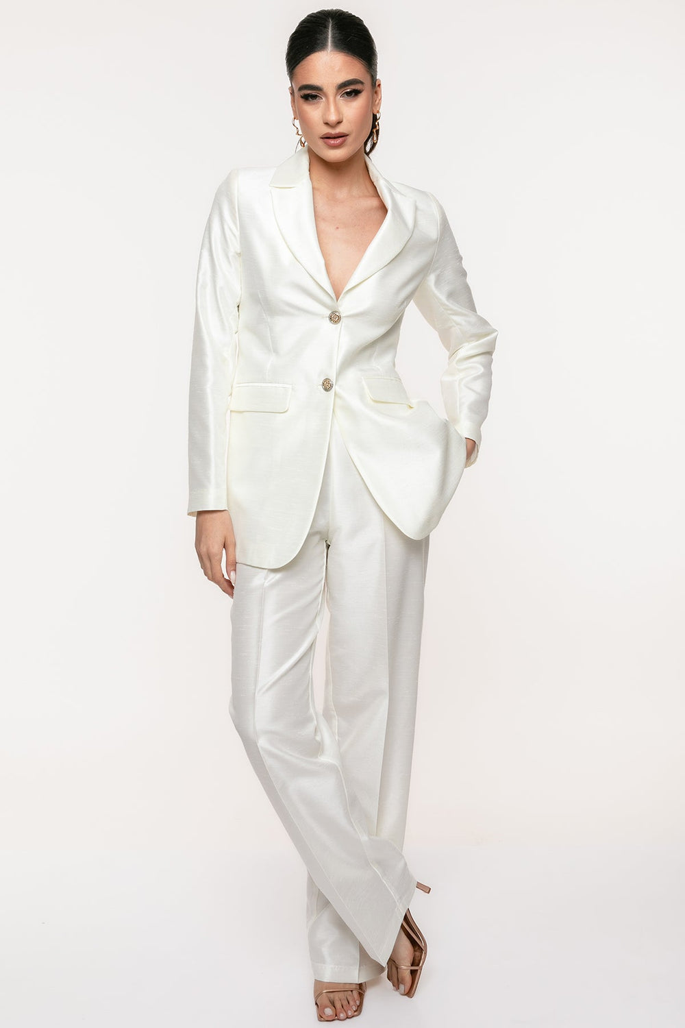 Κοστούμι μεσάτο σε σουά σοβάζ Coelia