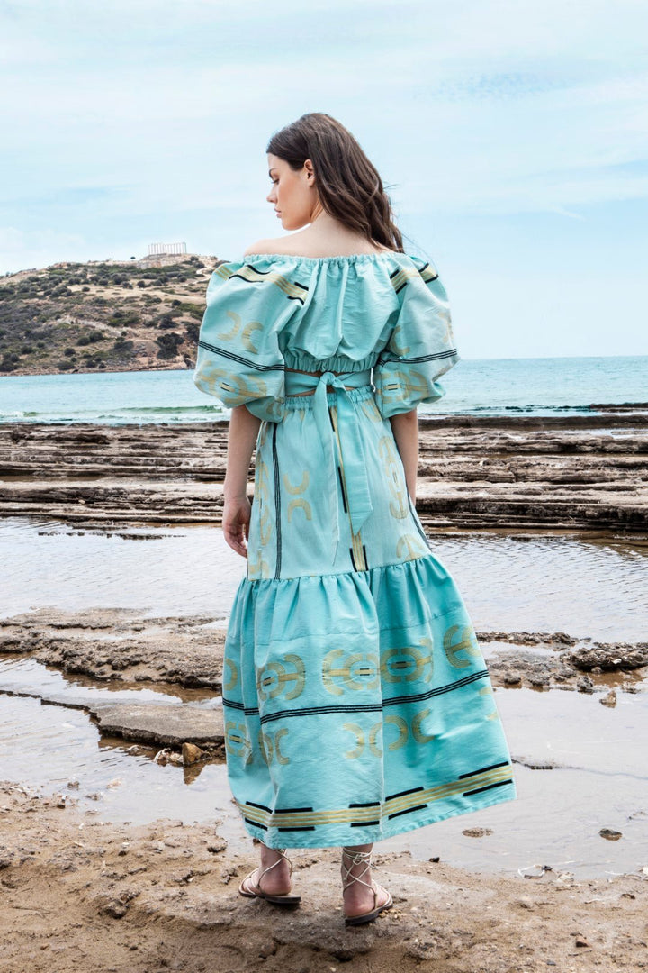 Μιντι φούστα κεντημένη ζακάρ Aggel Knitwear