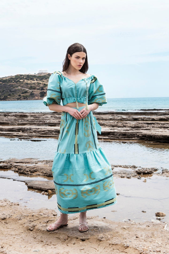 Μιντι φούστα κεντημένη ζακάρ Aggel Knitwear