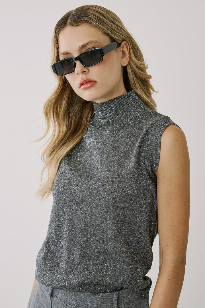 Μπλούζα lurex πλεκτή αμάνικη Figaro Fashion