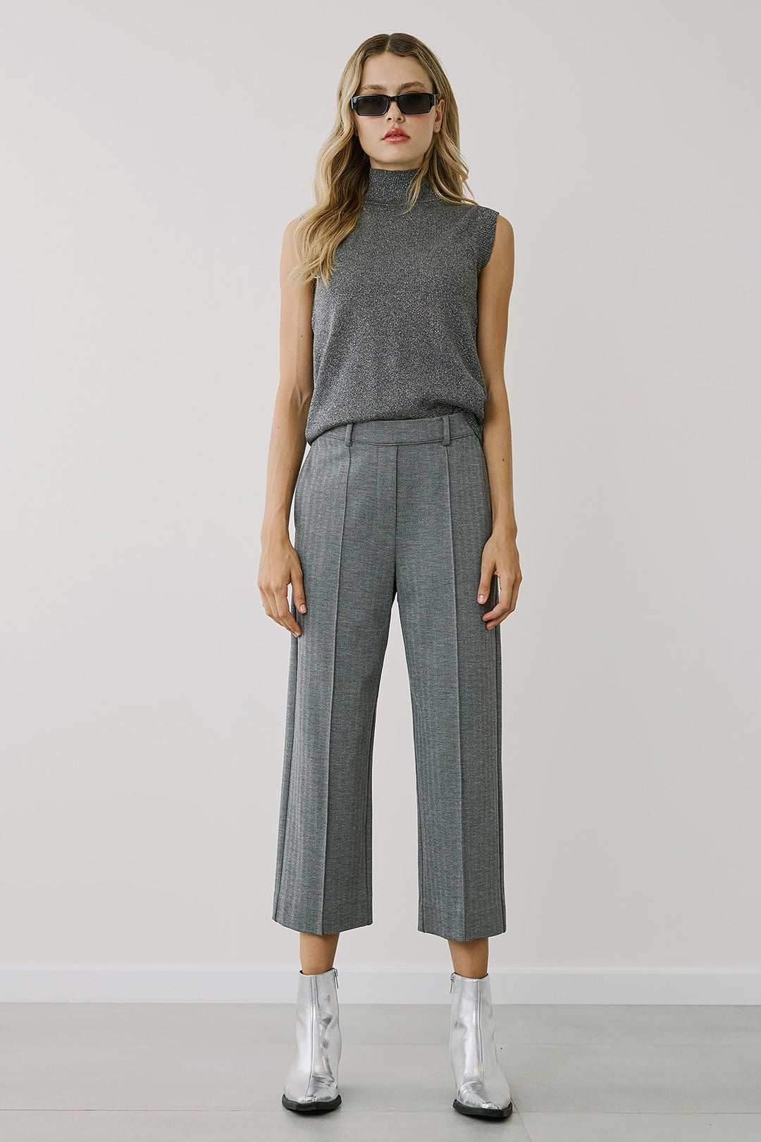 Μπλούζα lurex πλεκτή αμάνικη Figaro Fashion