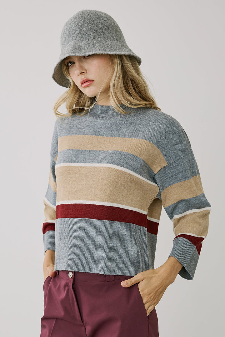 Μπλούζα πλεκτή με διάφορες ρίγες Figaro Fashion
