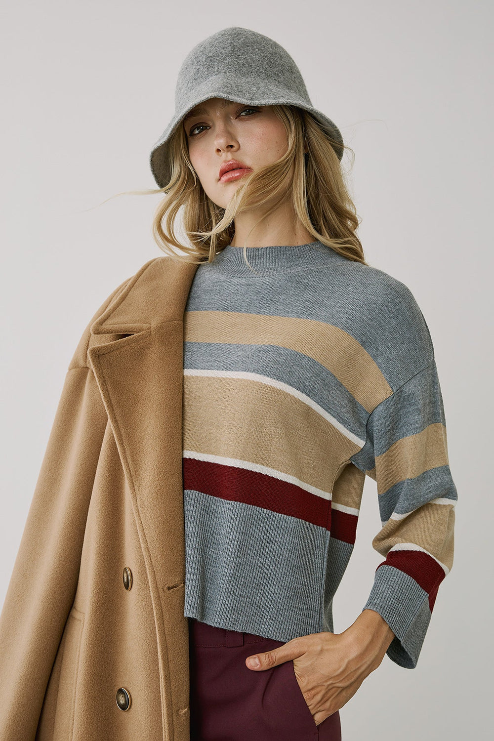 Μπλούζα πλεκτή με διάφορες ρίγες Figaro Fashion