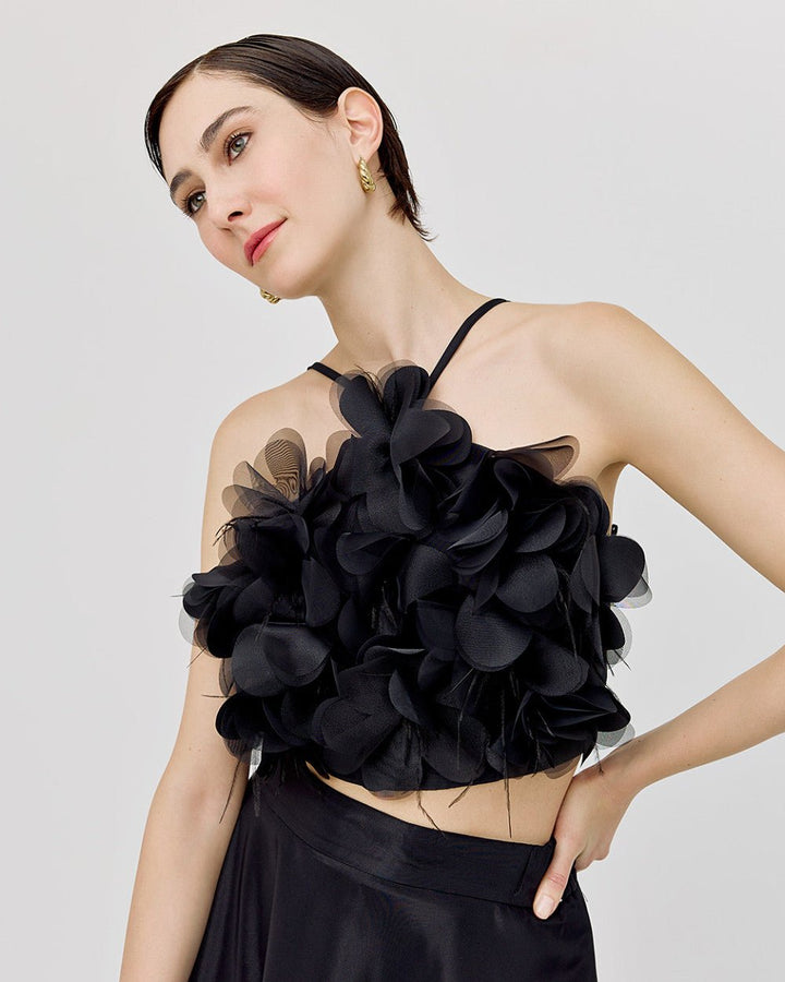 Μπούστο με πούπουλα και λουλούδια Access Fashion