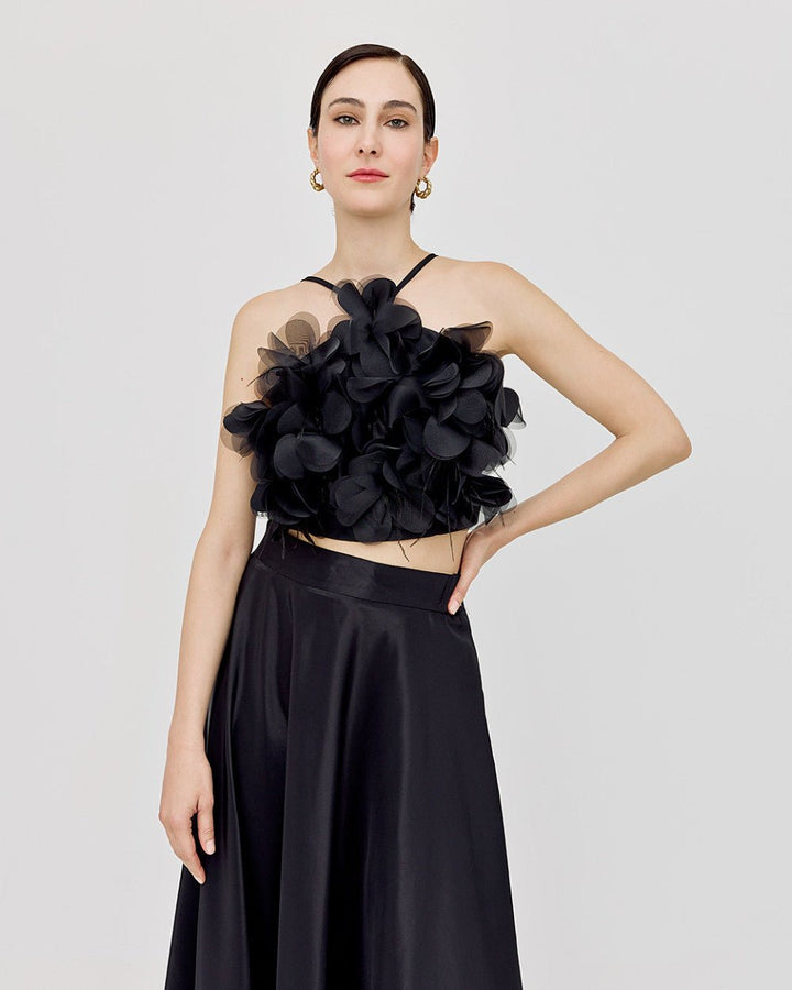 Μπούστο με πούπουλα και λουλούδια Access Fashion