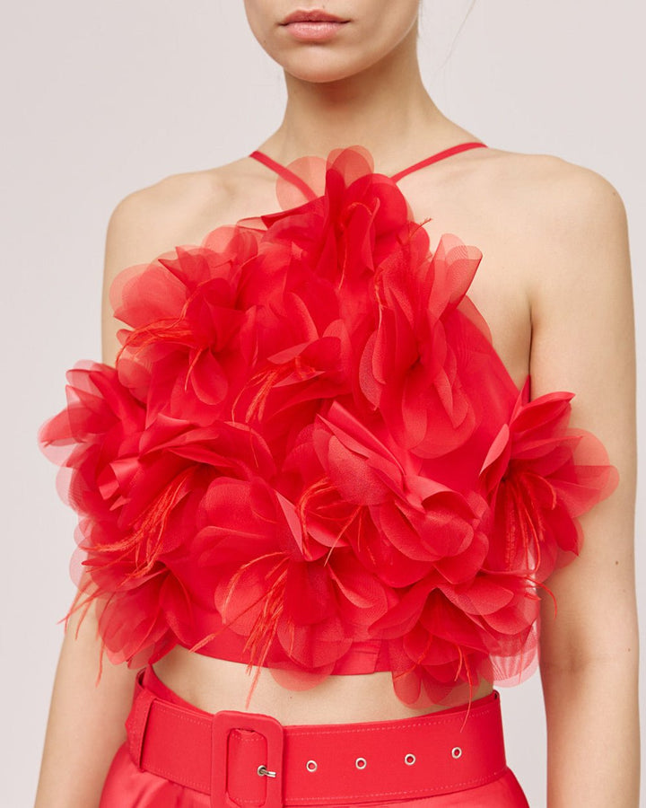 Μπούστο με πούπουλα και λουλούδια Access Fashion