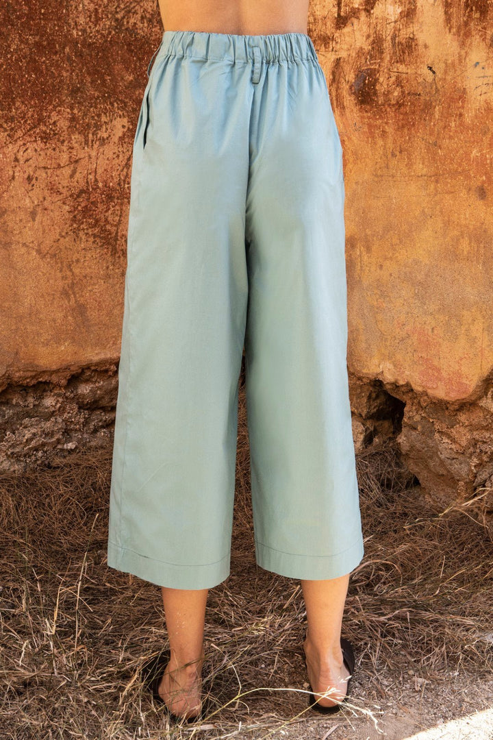 Παντελόνι από ποπλίνα με πλεκτή ζώνη Aggel Knitwear