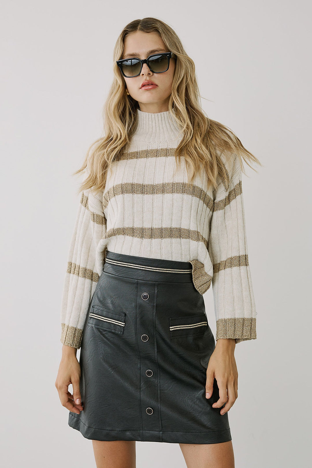 Πλεκτή μπλούζα με lurex ρίγες Figaro Fashion