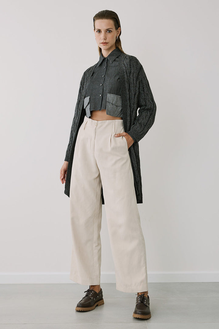 Πλεκτή ζακέτα με σχέδιο πλεξούδα και lurex Figaro Fashion