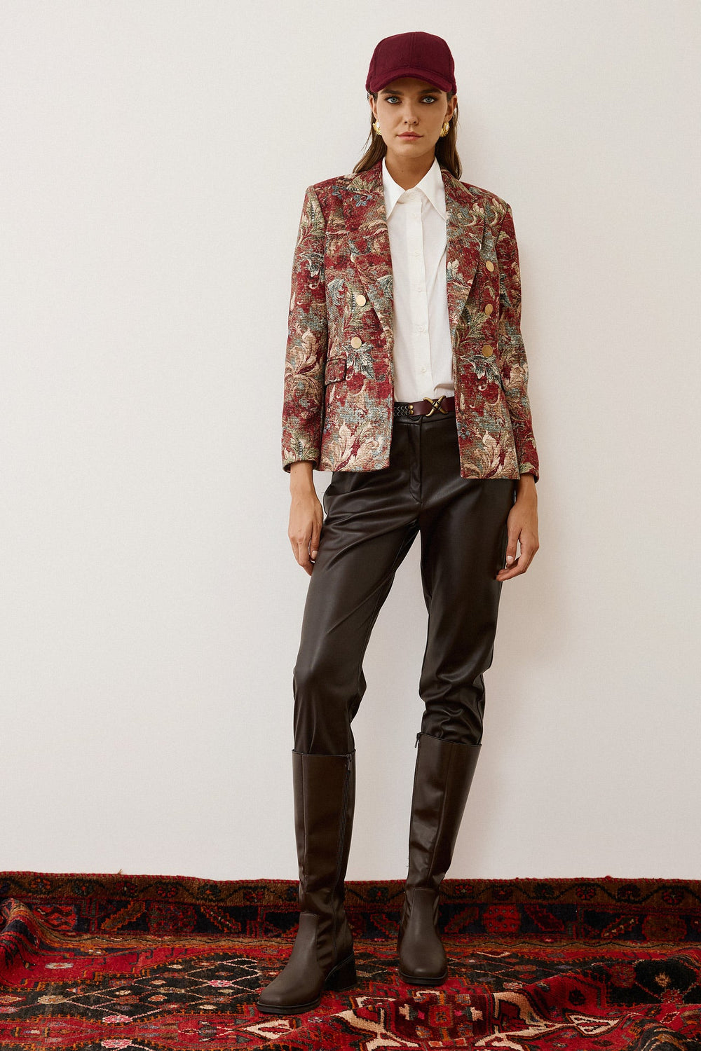 Σακάκι σταυρωτό με σχέδιο και χρυσά κουμπιά Figaro Fashion