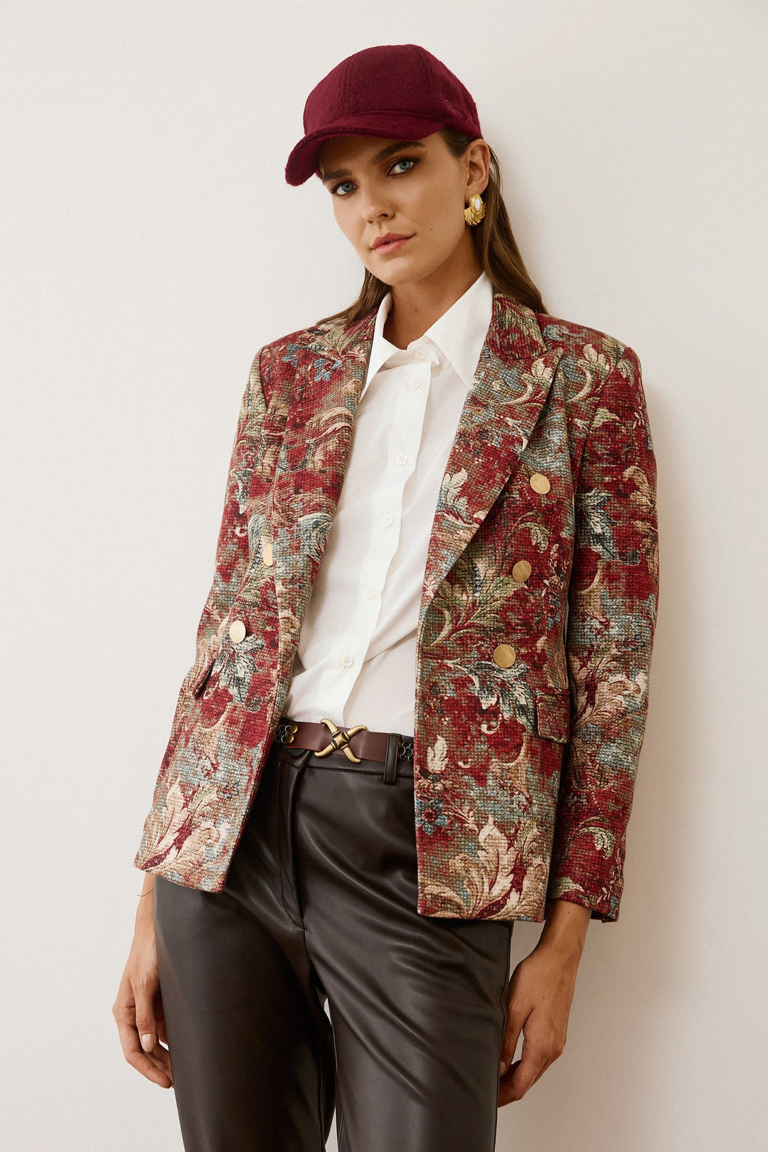 Σακάκι σταυρωτό με σχέδιο και χρυσά κουμπιά Figaro Fashion