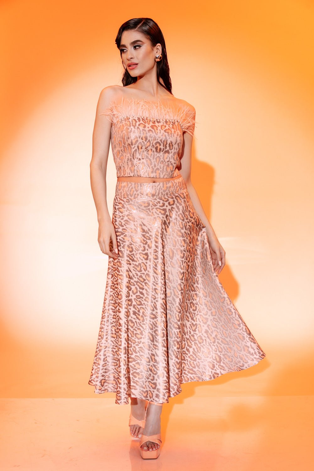 Σετ μπούστο φούστα animal print Coelia