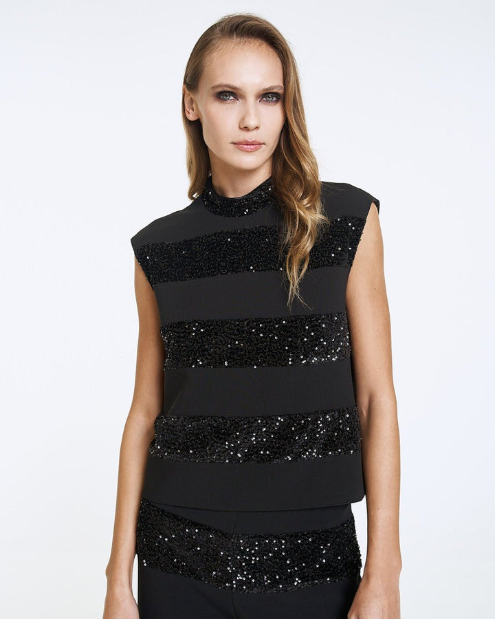 Τοπ αμάνικο με λεπτομέρειες παγιέτα Access Fashion - A Collection Boutique