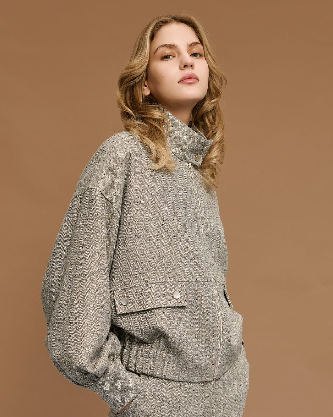 Τζάκετ ψαροκόκαλο με ψηλό λαιμό Access Fashion