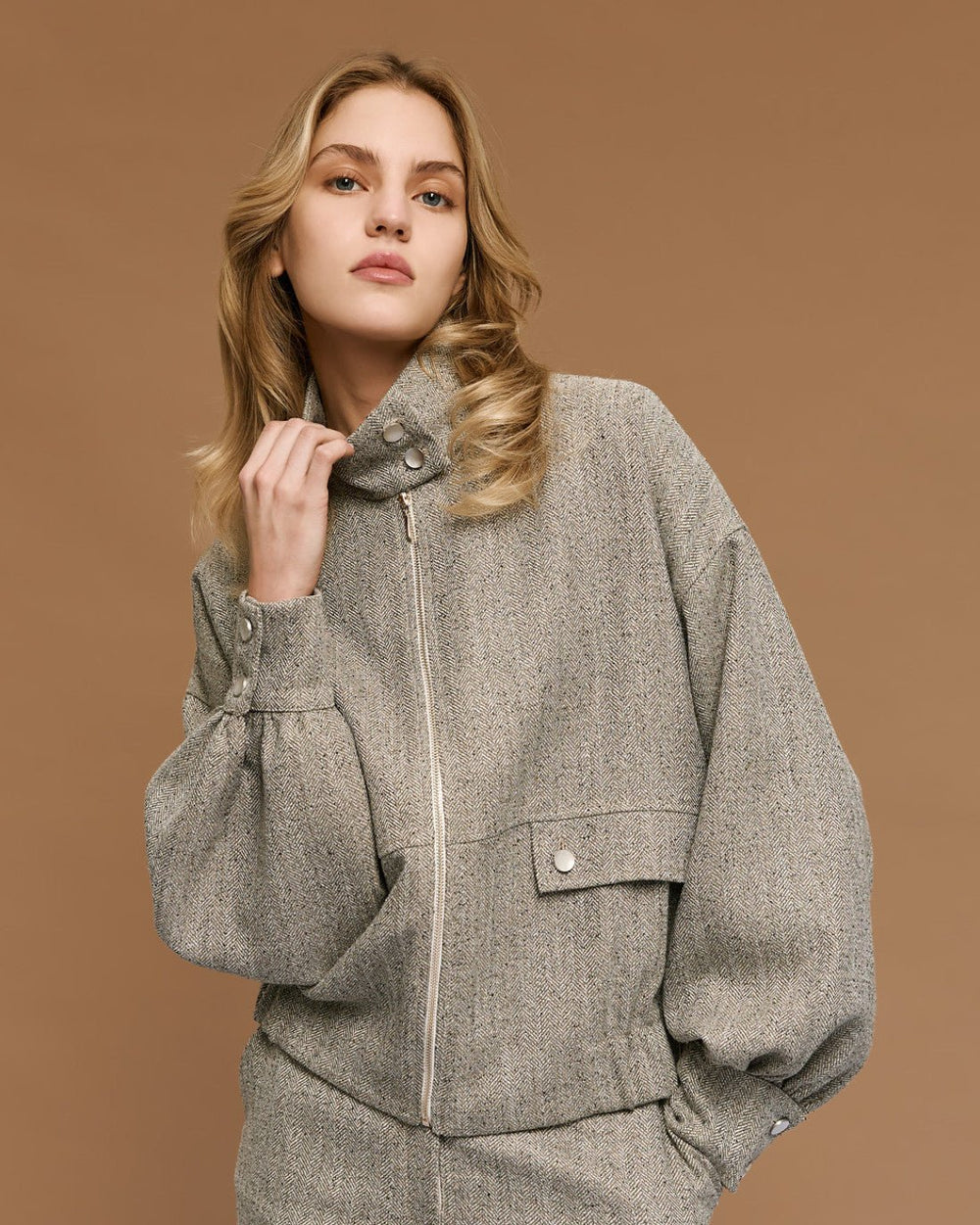 Τζάκετ ψαροκόκαλο με ψηλό λαιμό Access Fashion