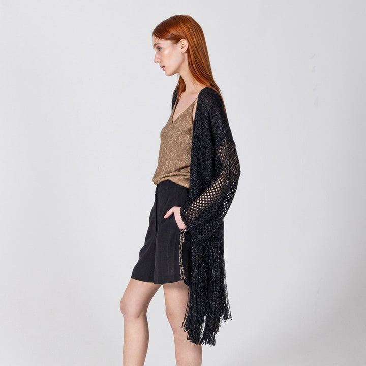 Ζακέτα μεταλιζέ με κρόσσια Aggel Knitwear