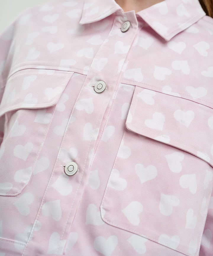 Denim jacket με τύπωμα καρδιές Access Fashion