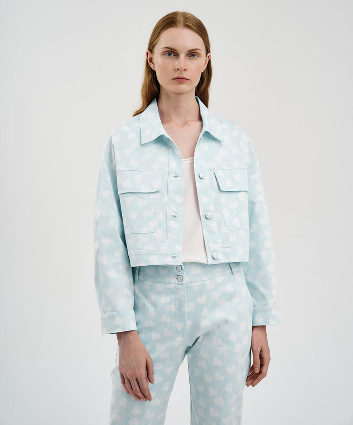 Denim jacket με τύπωμα καρδιές Access Fashion