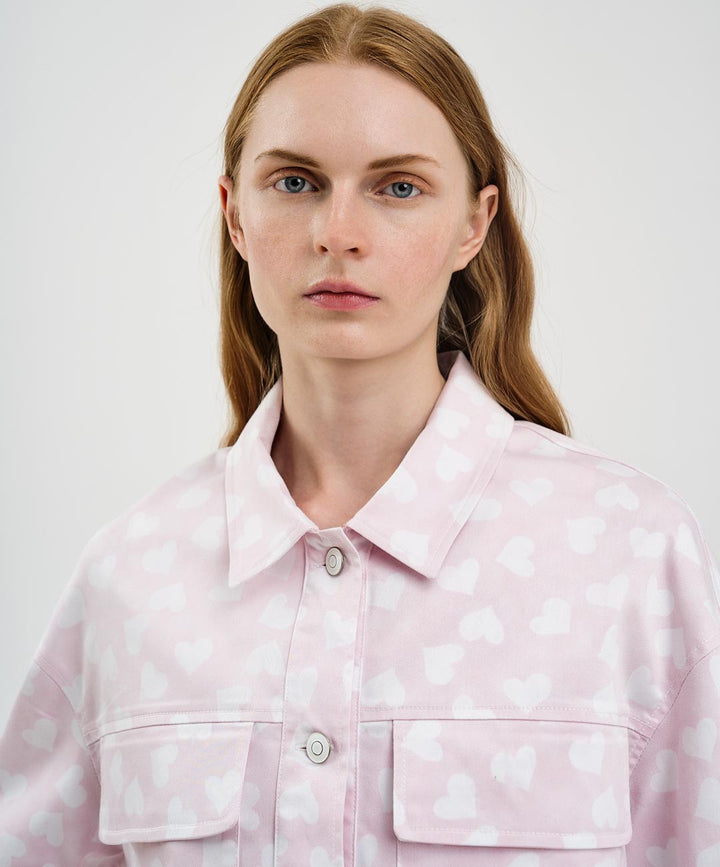 Denim jacket με τύπωμα καρδιές Access Fashion - A Collection Boutique