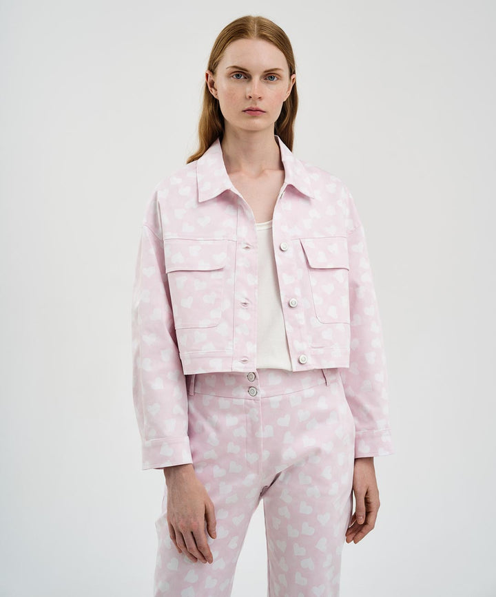 Denim jacket με τύπωμα καρδιές Access Fashion