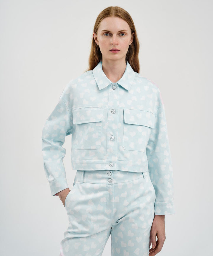 Denim jacket με τύπωμα καρδιές Access Fashion