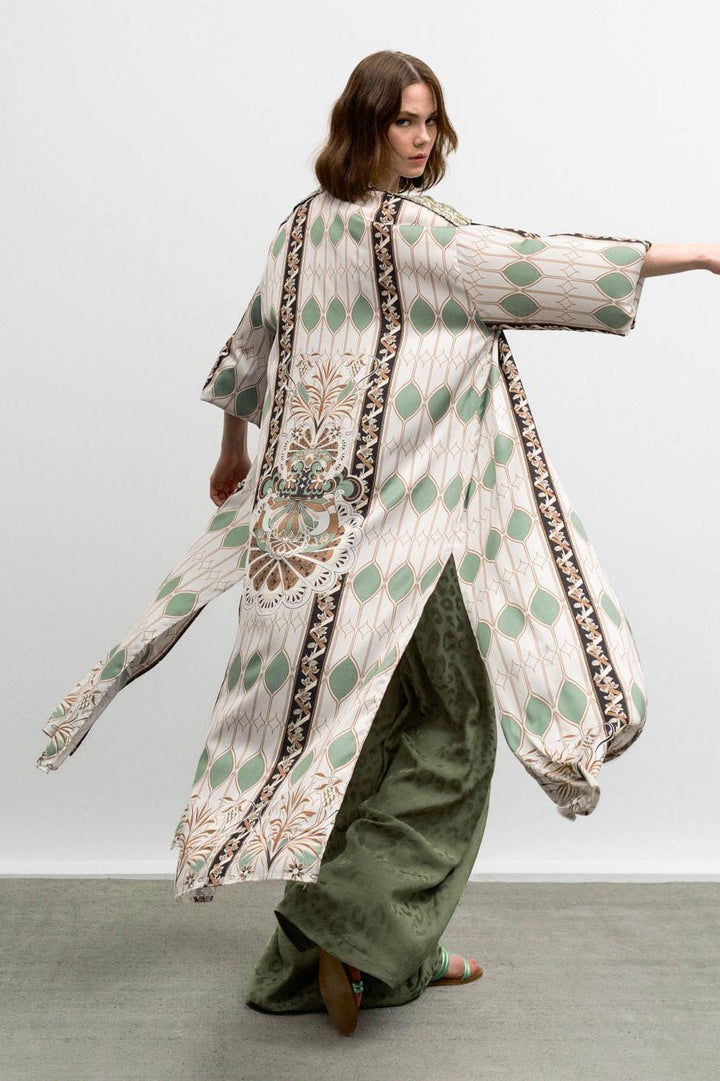 Φόρεμα κιμονό εμπριμέ πάνω παγιέτα Access Fashion - A Collection Boutique