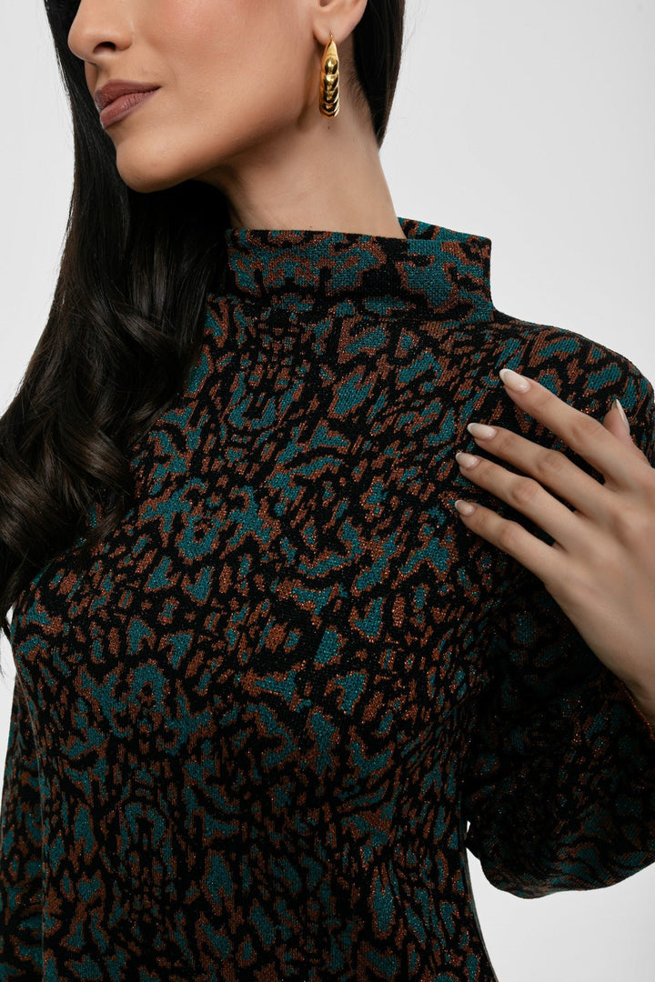 Φόρεμα μίντι lurex animal print Aggel Knitwear - A Collection Boutique