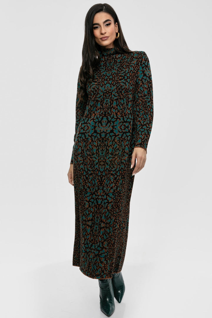 Φόρεμα μίντι lurex animal print Aggel Knitwear - A Collection Boutique