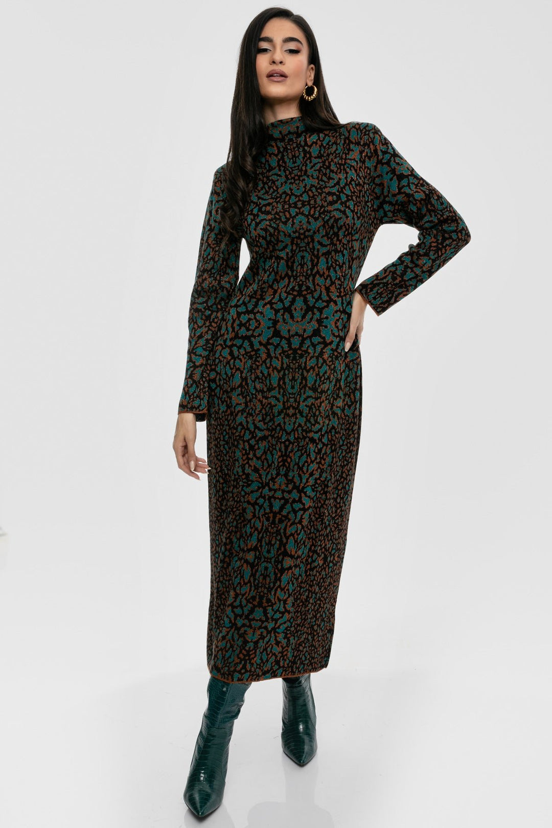Φόρεμα μίντι lurex animal print Aggel Knitwear - A Collection Boutique