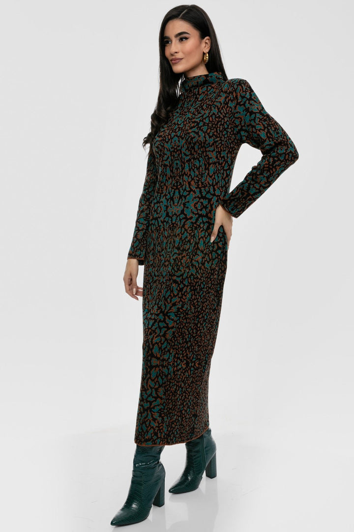 Φόρεμα μίντι lurex animal print Aggel Knitwear - A Collection Boutique