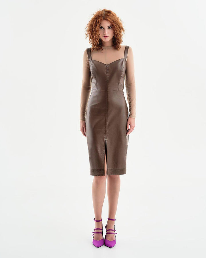 Φόρεμα pencil εφαρμοστό όψη δέρματος Access Fashion - A Collection Boutique