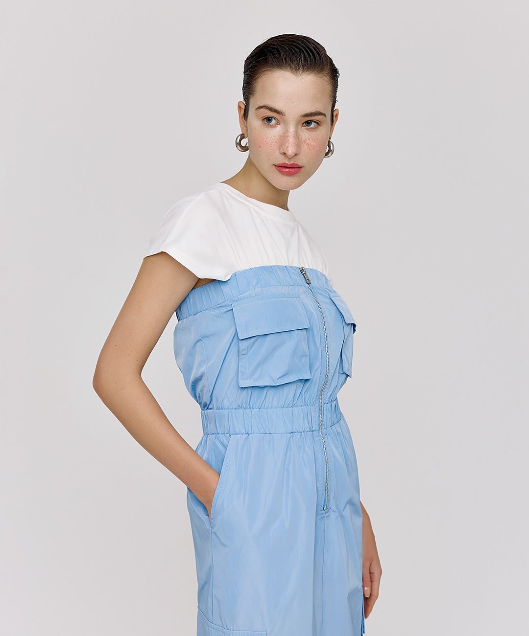 Φόρεμα στράπλες μακρύ με τσέπες Access Fashion - A Collection Boutique