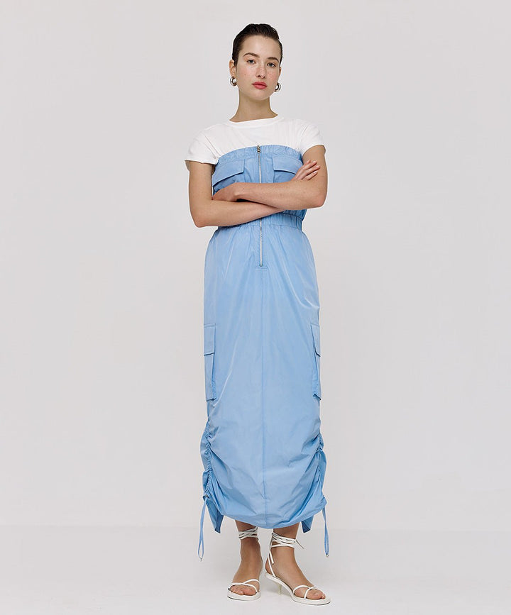 Φόρεμα στράπλες μακρύ με τσέπες Access Fashion - A Collection Boutique