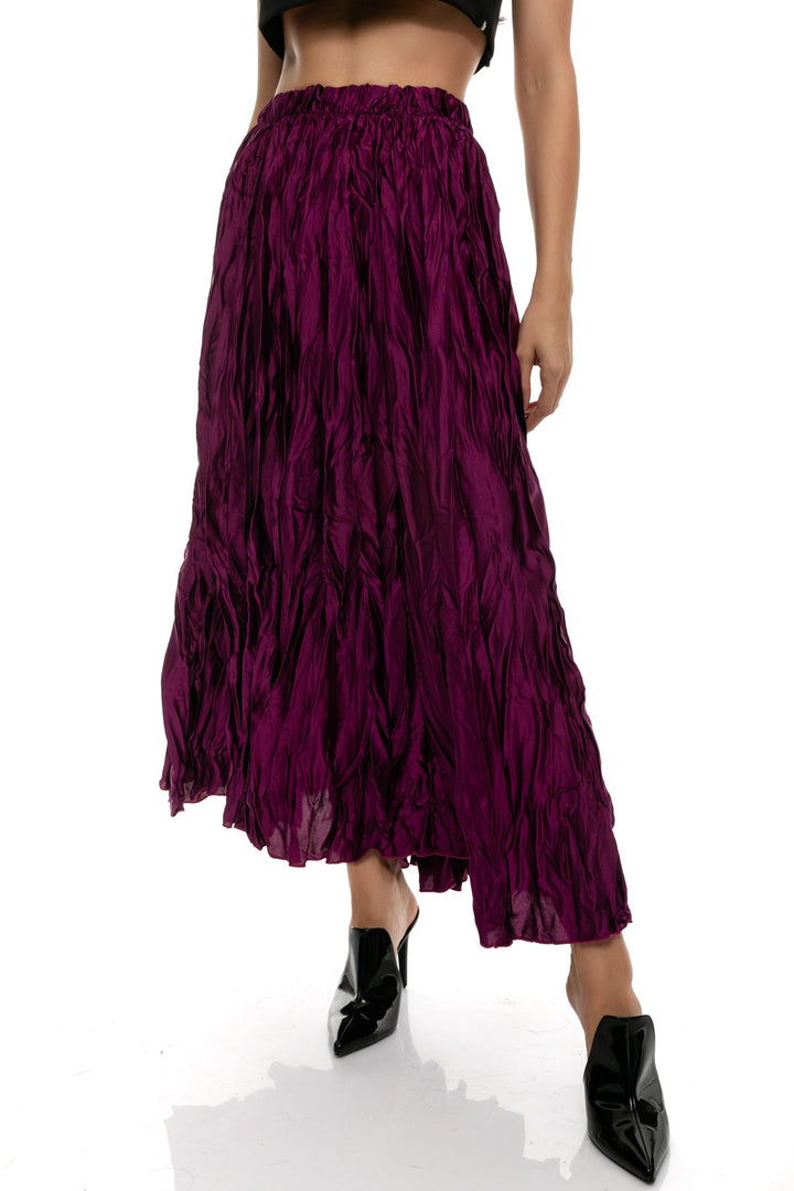Φούστα σατέν με τσαλάκωμα πλισέ μίντι A Collection Boutique - A Collection Boutique