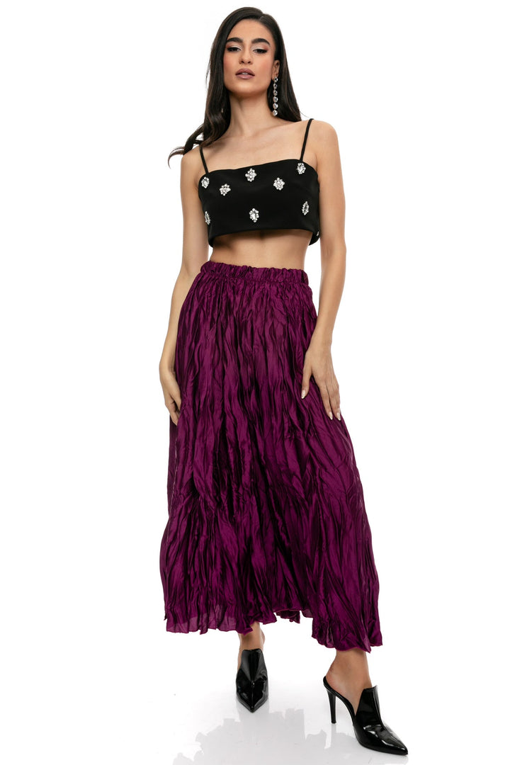 Φούστα σατέν με τσαλάκωμα πλισέ μίντι A Collection Boutique - A Collection Boutique